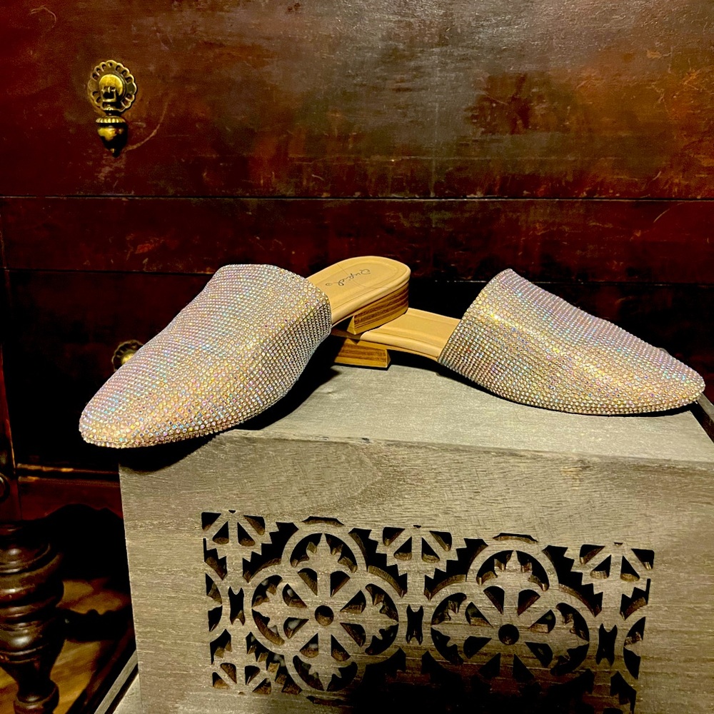 Dressy rhinestone mules!!